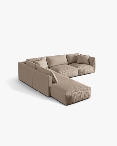 COLTAR MODULAR CHRIS, PE STANGA, 290X295, NISIPIU, CU TAPITERIE DIN TEXTIL STRUCTURAT LINS, MICADONI - Img 3