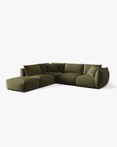 COLTAR MODULAR CHRIS, PE STANGA, 290X295, VERDE DESCHIS, CU TAPITERIE DIN TEXTIL CATIFEA CASINO, MICADONI