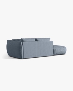 COLTAR MODULAR CHRIS, PE STANGA, 315X100, ALBASTRU PAL, CU TAPITERIE DIN TEXTIL STRUCTURAT LINS, MICADONI - Img 3