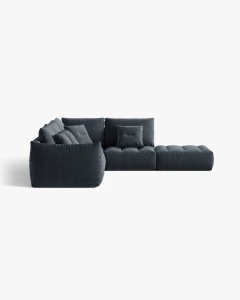 COLTAR MODULAR, CU 4 LOCURI, BLOOM, PE DREAPTA, ALBASTRU MARIN, 316 CM, CU TAPITERIE DIN TEXTIL STRUCTURAT WIND, MICADONI - Img 3
