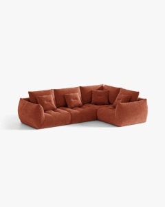 COLTAR MODULAR, CU 4 LOCURI, BLOOM, PE DREAPTA, CARAMIZIU, 316 CM, CU TAPITERIE DIN TEXTIL STRUCTURAT WIND, MICADONI - Img 2