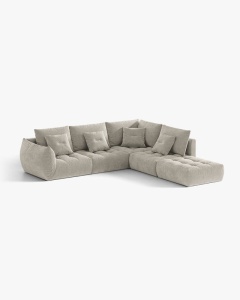 COLTAR MODULAR, CU 4 LOCURI, BLOOM, PE DREAPTA, GRI DESCHIS, 316 CM, CU TAPITERIE DIN TEXTIL STRUCTURAT WIND, MICADONI - Img 2