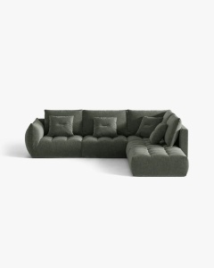 COLTAR MODULAR, CU 4 LOCURI, BLOOM, PE DREAPTA, VERDE MUSCHI, 316 CM, CU TAPITERIE DIN TEXTIL STRUCTURAT WIND, MICADONI
