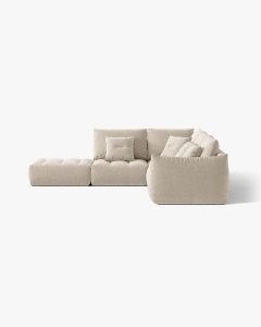 COLTAR MODULAR, CU 4 LOCURI, BLOOM, PE STANGA, BEJ DESCHIS, 316 CM, CU TAPITERIE DIN TEXTIL STRUCTURAT WIND, MICADONI - Img 3