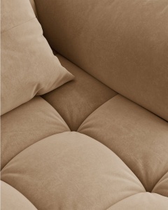COLTAR MODULAR, CU 4 LOCURI, BLOOM, PE STANGA, BEJ MIGDALA, 316 CM, CU TAPITERIE DIN TEXTIL CATIFEA CASINO, MICADONI - Img 6
