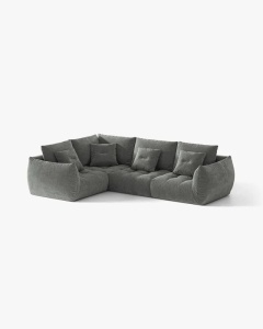 COLTAR MODULAR, CU 4 LOCURI, BLOOM, PE STANGA, GRI INCHIS, 316 CM, CU TAPITERIE DIN TEXTIL STRUCTURAT WIND, MICADONI - Img 2