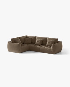 COLTAR MODULAR, CU 4 LOCURI, BLOOM, PE STANGA, MARO DESCHIS, 316 CM, CU TAPITERIE DIN TEXTIL CATIFEA CASINO, MICADONI - Img 2