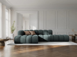 COLTAR MODULAR LUPIN, STANGA, 5 LOCURI, 294 CM, VERDE PETROL 78, TAPITERIE CHENILLE, DESIGN DEOSEBIT
