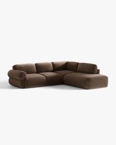 COLTAR MODULAR, OPHELIA, CIOCOLATIU, PE DREAPTA, 289 CM, CU TAPITERIE DIN TEXTIL CATIFEA VENUS, MICADONI