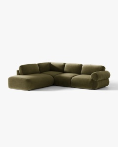 COLTAR MODULAR, OPHELIA, VERDE, PE STANGA, 289 CM, CU TAPITERIE DIN TEXTIL CATIFEA VENUS, MICADONI