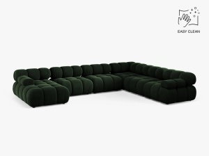 COLTAR MODULAR PANORAMIC BELLIS, DREAPTA, VERDE SMARALD, CU TAPITERIE DIN CATIFEA VENUS, MICADONI