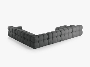 COLTAR MODULAR PANORAMIC BELLIS, PE DREAPTA, GRI, CU TAPITERIE DIN TEXTIL STRUCTURAT LIBERTY, MICADONI - Img 3