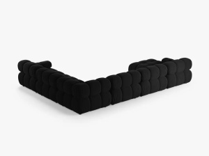COLTAR MODULAR PANORAMIC BELLIS, PE DREAPTA, NEGRU, CU TAPITERIE DIN CATIFEA BLUVEL, MICADONI - Img 3