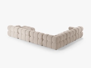 COLTAR MODULAR PANORAMIC BELLIS, PE STANGA, BEJ DESCHIS, CU TAPITERIE DIN CATIFEA VENUS, MICADONI - Img 3
