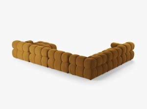 COLTAR MODULAR PANORAMIC BELLIS, PE STANGA, GALBEN, CU TAPITERIE DIN CATIFEA BLUVEL, MICADONI - Img 4