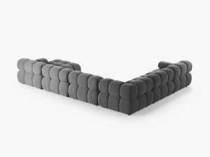 COLTAR MODULAR PANORAMIC BELLIS, PE STANGA, GRI DESCHIS, CU TAPITERIE DIN CATIFEA VENUS, MICADONI - Img 3