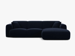COLTAR MOLINO, 225 CM, PE DREAPTA, ALBASTRU ROYAL, CU TAPITERIE DIN TEXTIL CATIFEA CASINO, MICADONI
