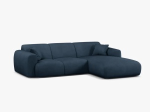 COLTAR MOLINO, 225 CM, PE DREAPTA, ALBASTRU ROYAL, CU TAPITERIE DIN TEXTIL CHENILLE REBEL, MICADONI - Img 2