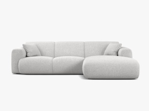 COLTAR MOLINO, 225 CM, PE DREAPTA, ARGINTIU, CU TAPITERIE DIN TEXTIL CHENILLE EDEN, MICADONI