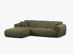 COLTAR MOLINO, 225 CM, PE DREAPTA, VERDE, CU TAPITERIE DIN TEXTIL CHENILLE EDEN, MICADONI - Img 2