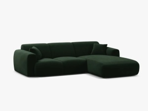 COLTAR MOLINO, 225 CM, PE DREAPTA, VERDE SMARALD, CU TAPITERIE DIN TEXTIL CATIFEA CASINO, MICADONI - Img 2