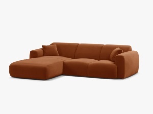 COLTAR MOLINO, 225 CM, PE STANGA, CARAMIZIU, CU TAPITERIE DIN TEXTIL CATIFEA CASINO, MICADONI - Img 2