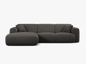 COLTAR MOLINO, 225 CM, PE STANGA, GRI INCHIS, CU TAPITERIE DIN TEXTIL CHENILLE EDEN, MICADONI