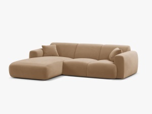 COLTAR MOLINO, 225 CM, PE STANGA, NISIPIU, CU TAPITERIE DIN TEXTIL CATIFEA CASINO, MICADONI - Img 2