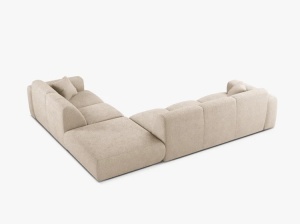 COLTAR MOLINO, 315 CM, PE DREAPTA, BEJ, CU TAPITERIE DIN TEXTIL BOUCLE BALOO, MICADONI - Img 3