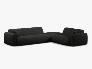 COLTAR MOLINO, 315 CM, PE DREAPTA, NEGRU, CU TAPITERIE DIN TEXTIL BOUCLE BALOO, MICADONI