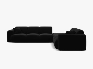 COLTAR MOLINO, 315 CM, PE DREAPTA, NEGRU, CU TAPITERIE DIN TEXTIL CATIFEA VELVET CASINO, MICADONI - Img 2