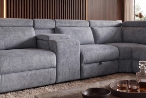 COLTAR MULTIFUNCTIONAL PRIME, 300X270CM, CU SPATIU DE DEPOZITARE, PRIZE, REALIZAT DIN LEMN SI TEXTIL FOARTE FIN, CULOARE GRI - Img 3