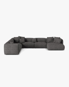 COLTAR PANORAMIC MARTINA, 160X106 CM, PE STANGA, GRI ANTRACIT, TAPITAT CU TAPITERIE DIN TEXTIL BOUCLE MONET, MICADONI