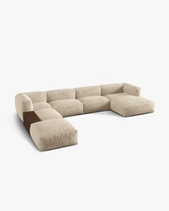 COLTAR PANORAMIC MARTINA, BEJ DESCHIS, 406 CM, STANGA, CU TAPITERIE DIN TEXTIL CATIFEA VOGUE, MICADONI - Img 2