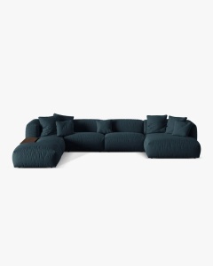 COLTAR PANORAMIC MARTINA, BLUE GEANS, 406 CM, STANGA, CU TAPITERIE DIN TEXTIL STRACTURAT BOSTON, MICADONI