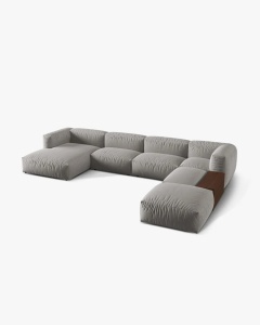 COLTAR PANORAMIC MARTINA, GRI DESCHIS, 406 CM, DREAPTA, CU TAPITERIE DIN TEXTIL STRACTURAT BOSTON, MICADONI - Img 2