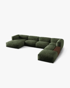 COLTAR PANORAMIC MARTINA, VERDE, 406 CM, DREAPTA, CU TAPITERIE DIN TEXTIL CATIFEA VOGUE, MICADONI - Img 2