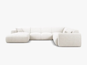 COLTAR PANORAMIC MOLINO, PE DREAPTA, ALB, 326 CM, , CU TAPITERIE DIN TEXTIL BOUCLE BALOO, MICADONI - Img 2