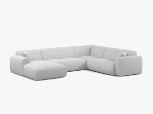 COLTAR PANORAMIC MOLINO, PE DREAPTA, ARGINTIU, 326 CM, , CU TAPITERIE DIN TEXTIL CHENILLE EDEN, MICADONI