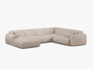 COLTAR PANORAMIC MOLINO, PE DREAPTA, BEJ, 326 CM, , CU TAPITERIE DIN TEXTIL CHENILLE REBEL, MICADONI