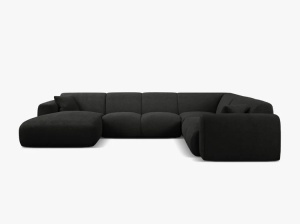 COLTAR PANORAMIC MOLINO, PE DREAPTA, NEGRU, 326 CM, , CU TAPITERIE DIN TEXTIL BOUCLE BALOO, MICADONI - Img 2
