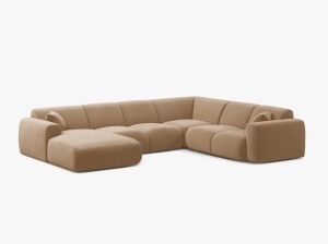 COLTAR PANORAMIC MOLINO, PE DREAPTA, NISIPIU, 326 CM, , CU TAPITERIE DIN TEXTIL CATIFEA VELVET CASINO, MICADONI