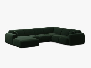 COLTAR PANORAMIC MOLINO, PE DREAPTA, VERDE SMARALD, 326 CM, , CU TAPITERIE DIN TEXTIL CATIFEA VELVET CASINO, MICADONI