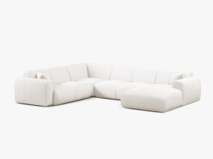 COLTAR PANORAMIC MOLINO, PE STANGA, ALB, 326 CM, , CU TAPITERIE DIN TEXTIL BOUCLE BALOO, MICADONI