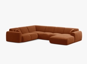 COLTAR PANORAMIC MOLINO, PE STANGA, CARAMIZIU, 326 CM, , CU TAPITERIE DIN TEXTIL CATIFEA VELVET CASINO, MICADONI