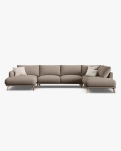 COLTAR PANORAMIC NAOMI, PE DREAPTA, CAPPUCCINO, 235X265 CM, TAPITAT CU TAPITERIE DIN TEXTIL STRUCTURAT LIBERTY, MICADONI