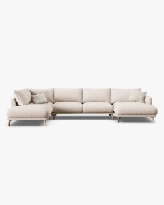 COLTAR PANORAMIC NAOMI, PE STANGA, BEJ, 235X265 CM, TAPITAT CU TAPITERIE DIN TEXTIL STRUCTURAT LIBERTY, MICADONI