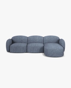 COLTAR PE DREAPTA, BLAIR, 274X 95, MELANJ ALBASTRU, CU TAPITERIE DIN TEXTIL STRUCTURAT BALTIMORE, MICADONI