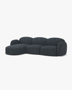 COLTAR PE DREAPTA, BLAIR, 274X 95, MELANJ ALBASTRU, CU TAPITERIE DIN TEXTIL STRUCTURAT BALTIMORE, MICADONI - Img 2