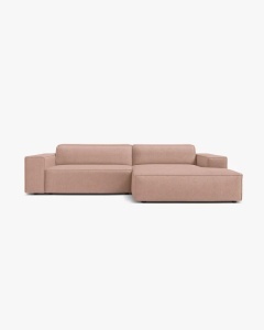 COLTAR PE DREAPTA, CU 3 LOCURI JODIE, 224X162 CM, ADANCIME SCAUN 62 CM, ROZ PUDRAT, TAPITAT CU TAPITERIE DIN TEXTIL BOUCLE BALOO, MICADONI
